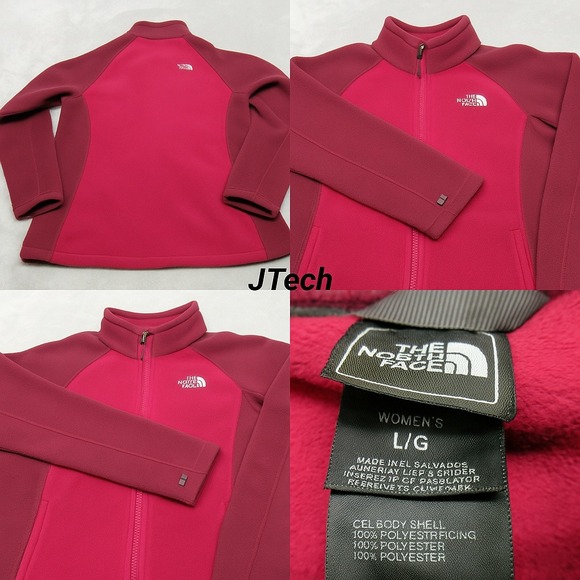 The North Face Jacket‎ Womens Large Fuchsia Colorblock Fleece Full Zip Outdoor - Picture 1 of 13